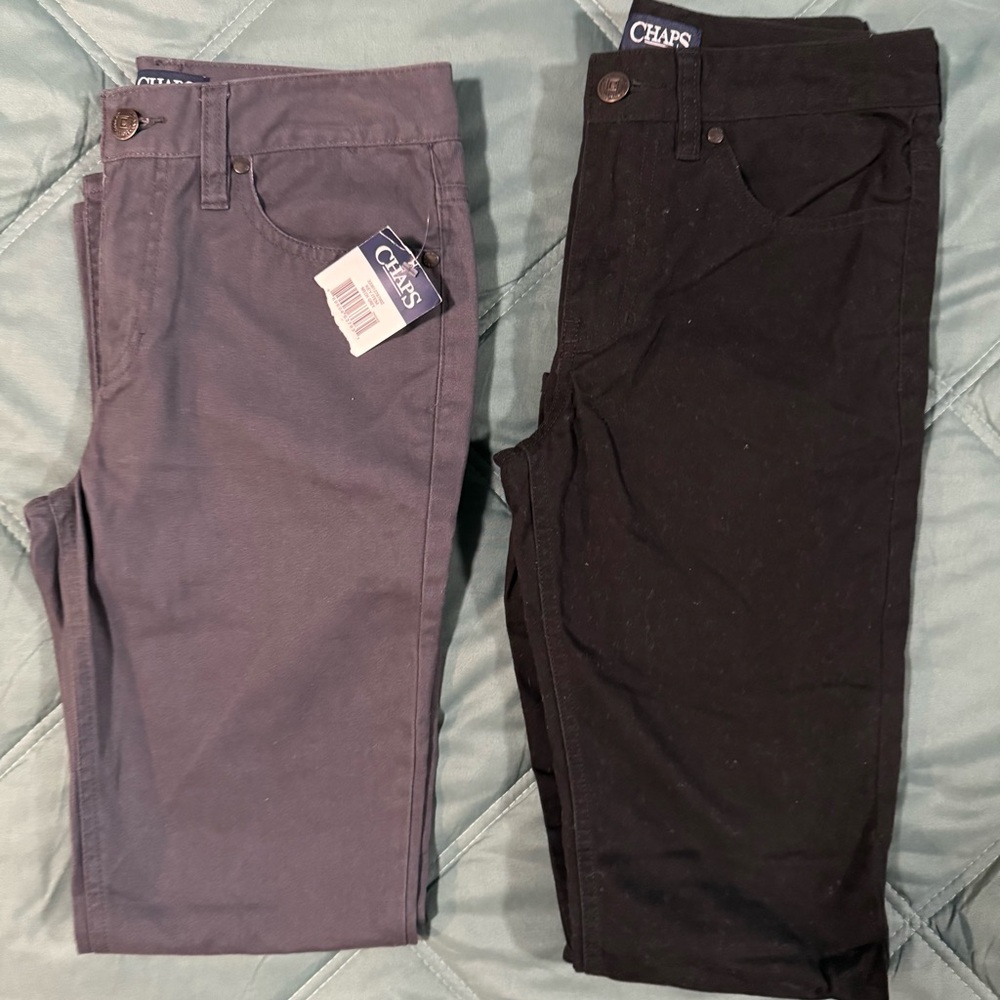 Chaps Kids Bottoms 2 pair in Black and Gray nwt